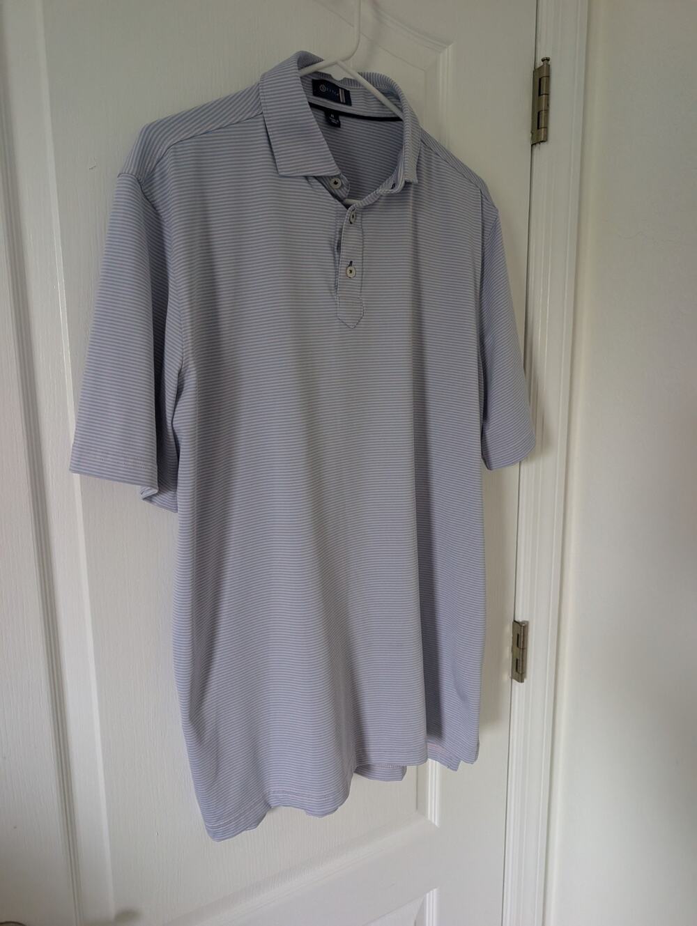 Stitch Golf Blue Pink Striped Polo Shirt Logo Button Short Sleeve Men's MED